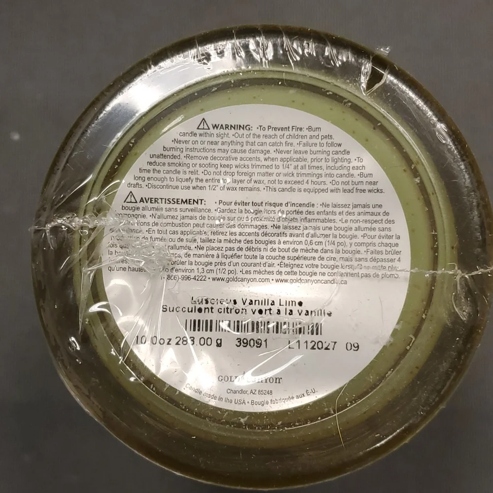 LUSCIOUS VANILLA LIME 10 oz two wick‎ Gold Canyon candle